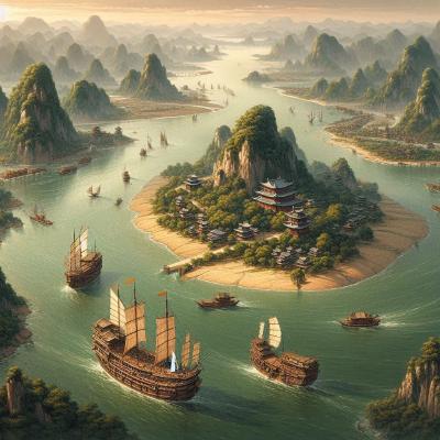 KI-Bild vom Jangtse-Fluss mit der Insel